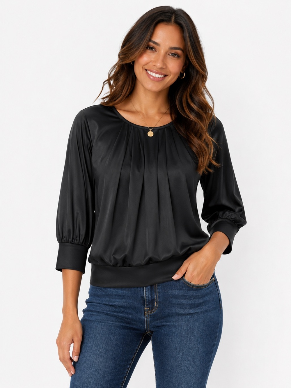 Xhilaration Black 3/4 Sleeve Tunic Blouse, size S